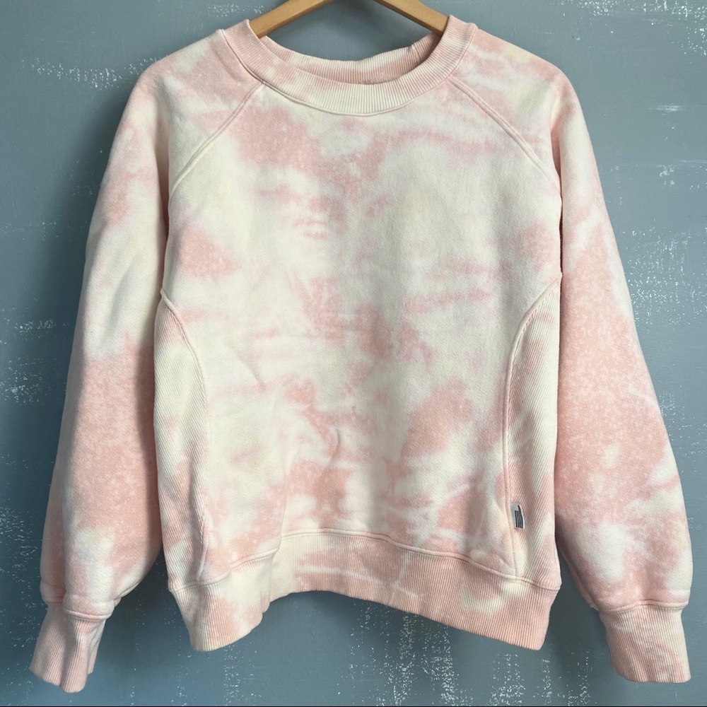 Good American Crew Sweatshirt Hand Bleach Tie Dyed